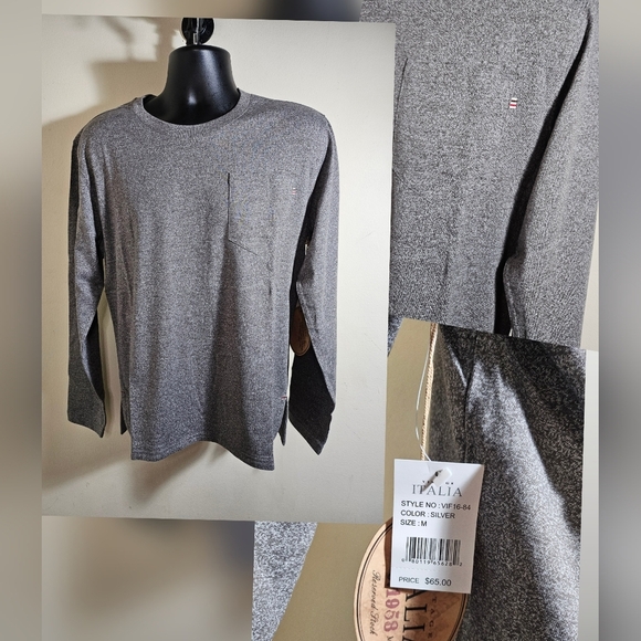 NEW Vintage Italia 1958 Grey Long Sleeve Crew Neck Sweater Large - Picture 3 of 11